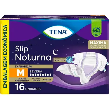 Fralda Geriátrica Tena Slip Noturno M 16 Unidades Descartáveis