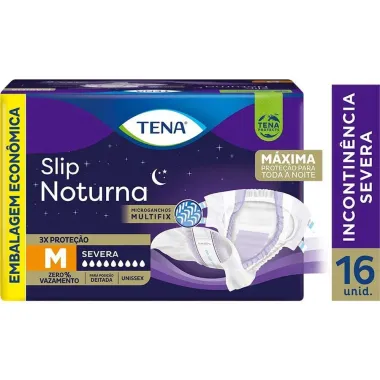 Fralda Geri&aacute;trica Tena Slip Noturno M 16 Unidades Descart&aacute;veis