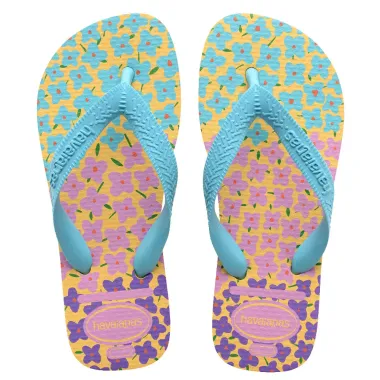 Sandálias Havaianas Kids Flores Amarelo Cajá Tamanho 27/28 1 Par Frente