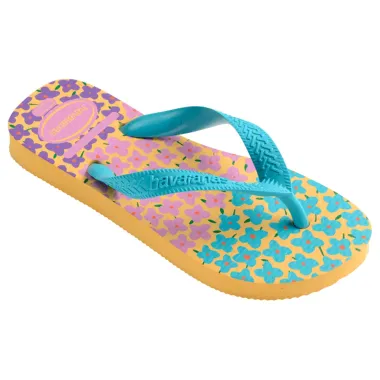 Sandálias Havaianas Kids Flores Amarelo Cajá Tamanho 27/28 1 Par Lado