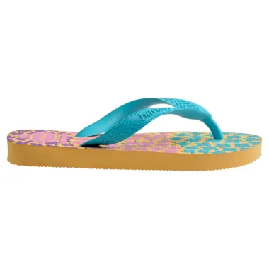 Sandálias Havaianas Kids Flores Amarelo Cajá Tamanho 27/28 1 Par deitada