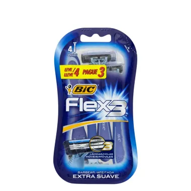 Aparelho de Barbear Bic Flex 3 Extra Suave 4 Unidades