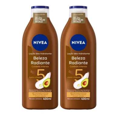 Deo Hidratante Nivea Beleza Radiante Cuidado Intenso Pele Negra Hidratacao Profunda 2 Unidades com 400ml Cada