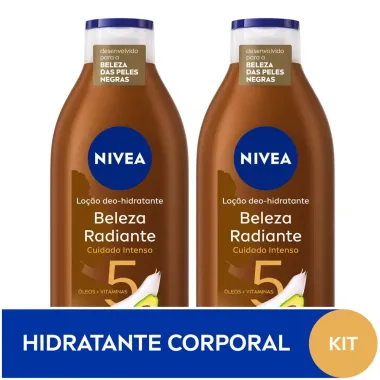 Deo Hidratante Nivea Beleza Radiante Cuidado Intenso Pele Negra Hidratacao Profunda 2 Unidades com 400ml Cada