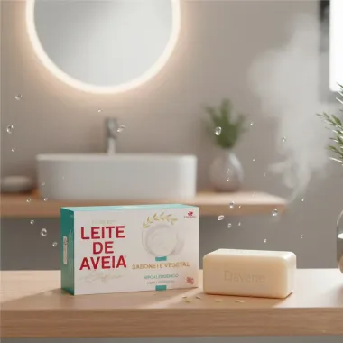 Sabonete em Barra Vegetal Davene Leite de Aveia Clássico Hipoalergênico com Hidratante 90g