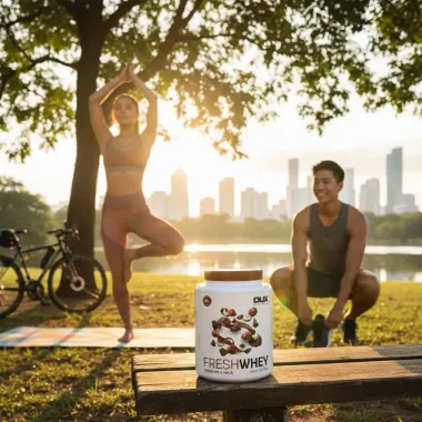 Suplemento Alimentar em Pó Dux Fresh Whey Sabor Chocolate e Avela 450g