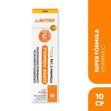 Lavitan Vitamina C 1,9G Super Fórmula Sabor Laranja com 10 Comprimidos Efervescentes
