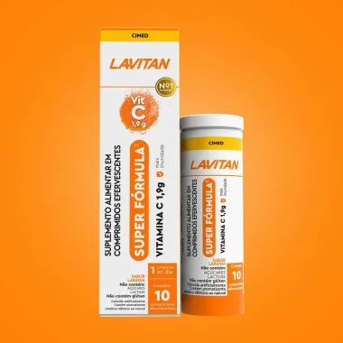 Lavitan Vitamina C 1,9G Super Fórmula Sabor Laranja com 10 Comprimidos Efervescentes