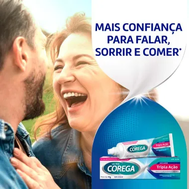 Corega Ultra Creme Fixador de Dentadura Sem Sabor Tripla Ação Sem Zinco 70g