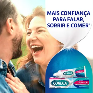Corega Ultra Creme Fixador de Dentadura Sem Sabor Tripla Ação sem Zinco 40g