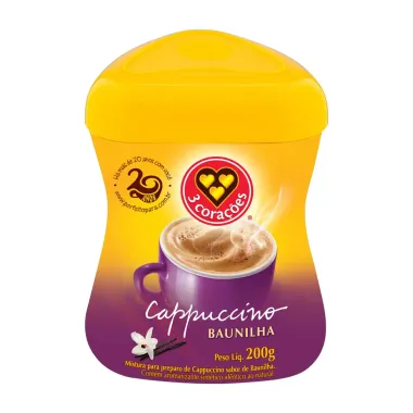 Cappuccino 3 Corações Baunilha Pote 200g