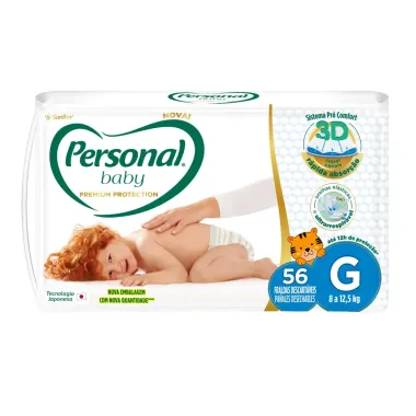 Fralda Infantil Personal Baby Premium Protection Tamanho G com 56 Unidades