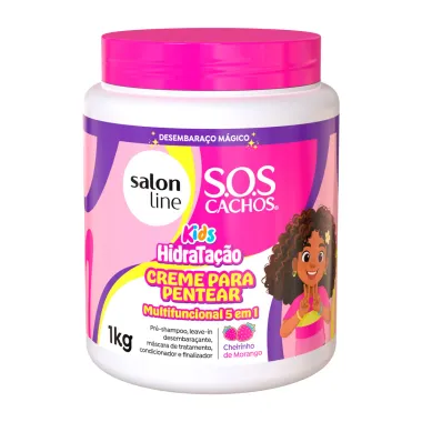 Creme para Pentear Salon Line S.O.S Cachos Kids Hidrata&ccedil;&atilde;o Multifuncional 5 em 1 Cheirinho de Morango 1Kg