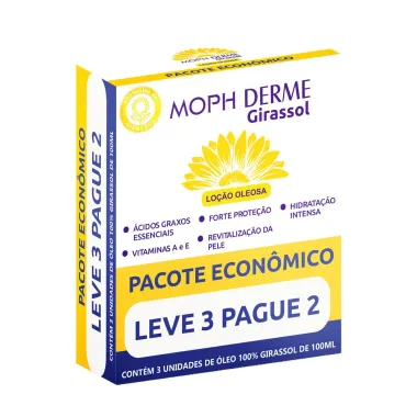 Loção Oleosa Moph Derme Girassol 3 Unidades com 100ml Cada