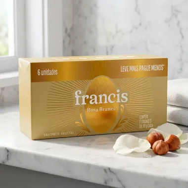 Sabonete em Barra Vegetal Francis Rosa Branca 6 Unidades de 90g Cada