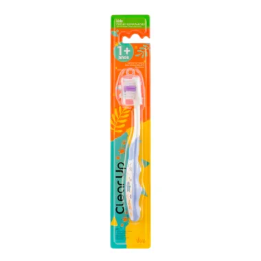 Escova Dental Infantil Clear UP Cerdas Super Macias 1+ Anos com Capa Protetora Desenhos e Cores Sortidas 1 Unidade