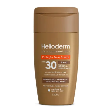 Protetor Solar Bronze Helioderm 3 em 1 Efeito Duradouro FPS 30 120ml