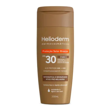 Protetor Solar Bronze Helioderm 3 em 1 Efeito Duradouro FPS 30 200ml