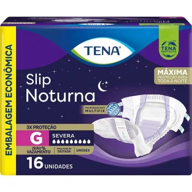 Fralda Geriátrica Tena Slip Noturna Tamanho G com 16 Unidades