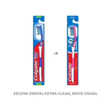 Escova Dental Colgate Extra Clean M&eacute;dia Cores Sortidas com 1 Unidade
