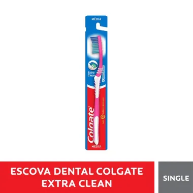 Escova Dental Colgate Extra Clean M&eacute;dia Cores Sortidas com 1 Unidade