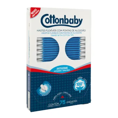 Hastes Flexíveis Cottonbaby com 75 Unidades