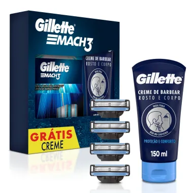 Carga Gillette Mach3 com 4 Refis