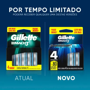 Carga Gillette Mach3 com 4 Refis de Mach3