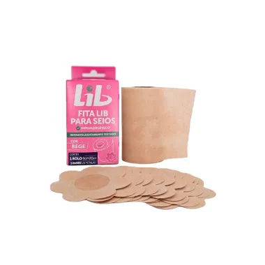Fita Lib para Seios Cor Bege 1 Rolo 9cm X 5m com 5 Pares