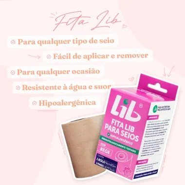 Fita Lib para Seios Cor Bege com 1 Rolo 9cm X 5m com 5 Pares