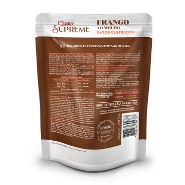 Ração Úmida para Gatos Castrados Quatree Supreme Super Premium Frango ao Molho 85g