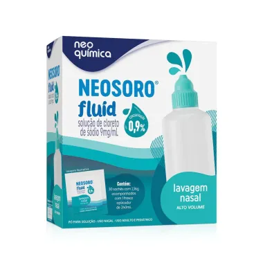 Neosoro Fluid Alto Volume 0,9% para Lavagem Nasal com 30 Sachês e Frasco Aplicador de 240ml