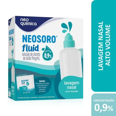 Neosoro Fluid Alto Volume 0,9% para Lavagem Nasal com 30 Sachês e Frasco Aplicador de 240ml