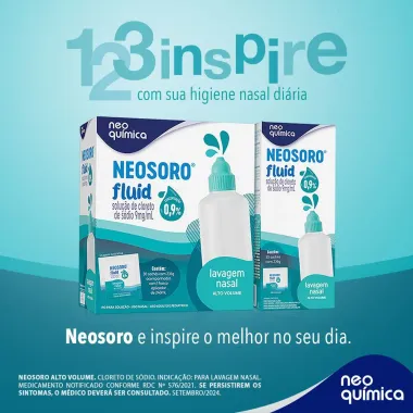 Neosoro Fluid Alto Volume 0,9% para Lavagem Nasal com 30 Sachês e Frasco Aplicador de 240ml
