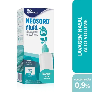 Neosoro Fluid 0,9% Alto Volume para Lavagem Nasal Refil com 30 Sachês