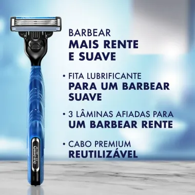 Kit Aparelho de Barbear Mach3 Aqua Grip 1 Aparelho com 3 Refis Leve Mais Por Menos