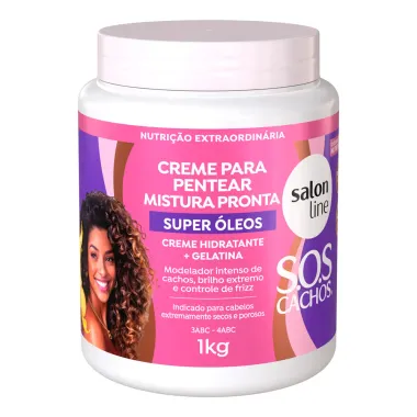 Creme Pentear Mistura Pronta Salon Line SOS Super &Oacute;leos Creme Hidratante e Gelatina 1kg