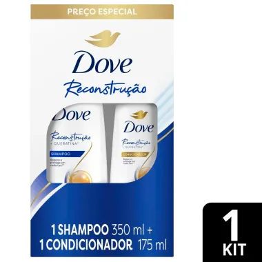 Shampoo 350ml e Condicionador 175ml Dove Reconstrução e Queratina