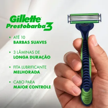 Aparelho de Barbear Gillette Prestobarba3 Sensitive Descart&aacute;vel com 4 Unidades