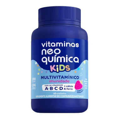 Multivitamínico Imunidade Neo Química Kids Sabor Morango com 60 Comprimidos Mastigáveis