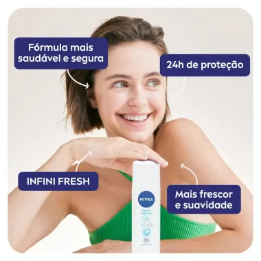 Desodorante Nivea Fresh Natural Spray Infini Fresh Antibacteriano 24h Prote&ccedil;&atilde;o 90ml