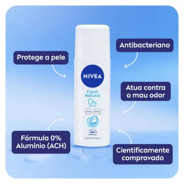 Desodorante Nivea Fresh Natural Spray Infini Fresh Antibacteriano 24h Prote&ccedil;&atilde;o 90ml