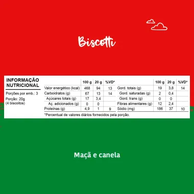 Biscotti Papapá 10+ Meses Sabor Maçã e Canela 60g Tabela