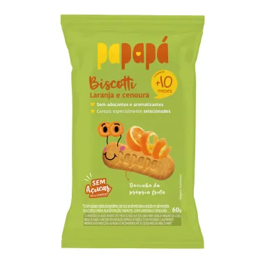 Biscotti Papapá 10+ Meses Sabor Laranja e Cenoura 60g