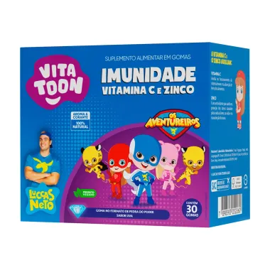 VitaToon Imunidade Vitamina C e Zinco Luccas Neto Os Aventureiros Sabor Uva com 30 Gomas