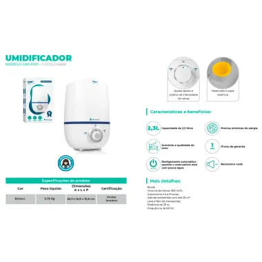 Umidificador de Ar Umi Pop Dellamed Health 2,3 Litros_2