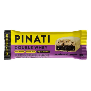 Barra de Proteína Pinati Double Whey Cookie and Cream com Whey Protein e 15g de Proteína 50g