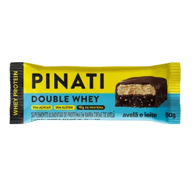 Barra de Proteína Pinati Double Whey Avelã e Leite com Whey Protein e 15g de Proteína 50g