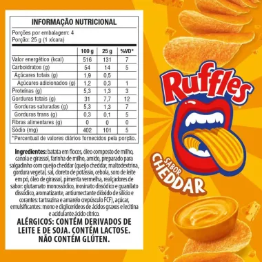 Batata Ruffles Sabor Cheddar Tubo 100G