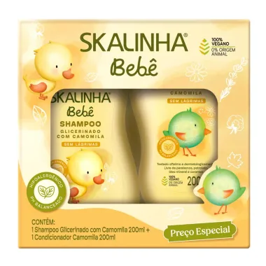 Shampoo e Condicionador Skalinha Bebê Glicerinado com Camomila 200ml Cada